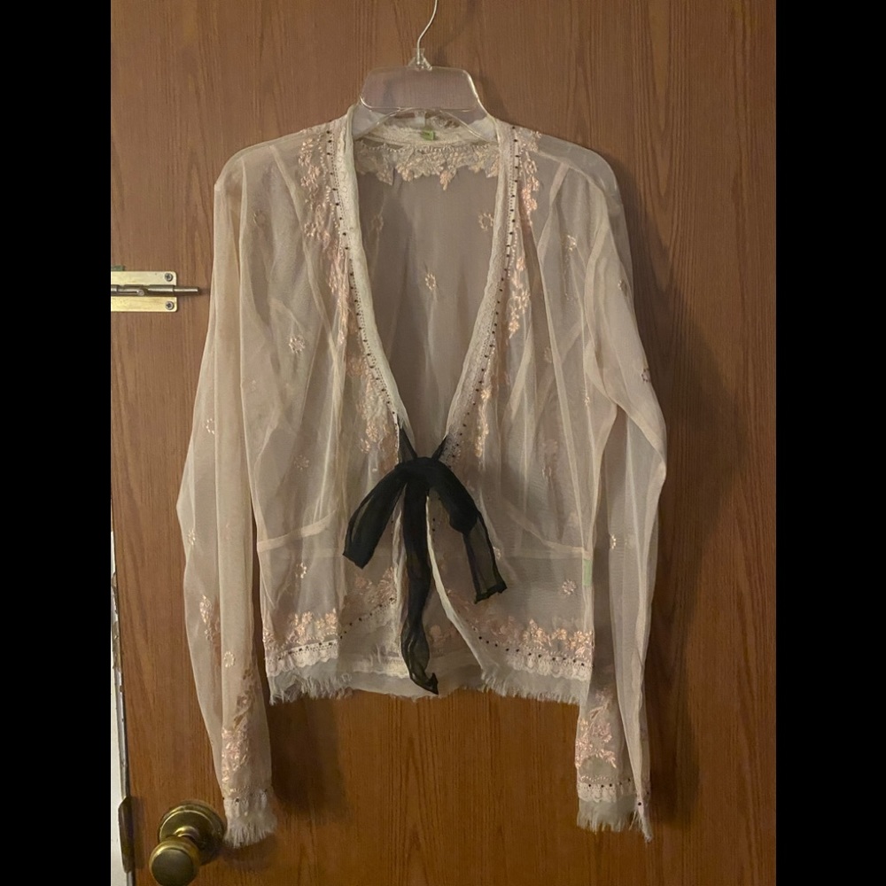 Peach sheer shirt and black sheer shirt size M